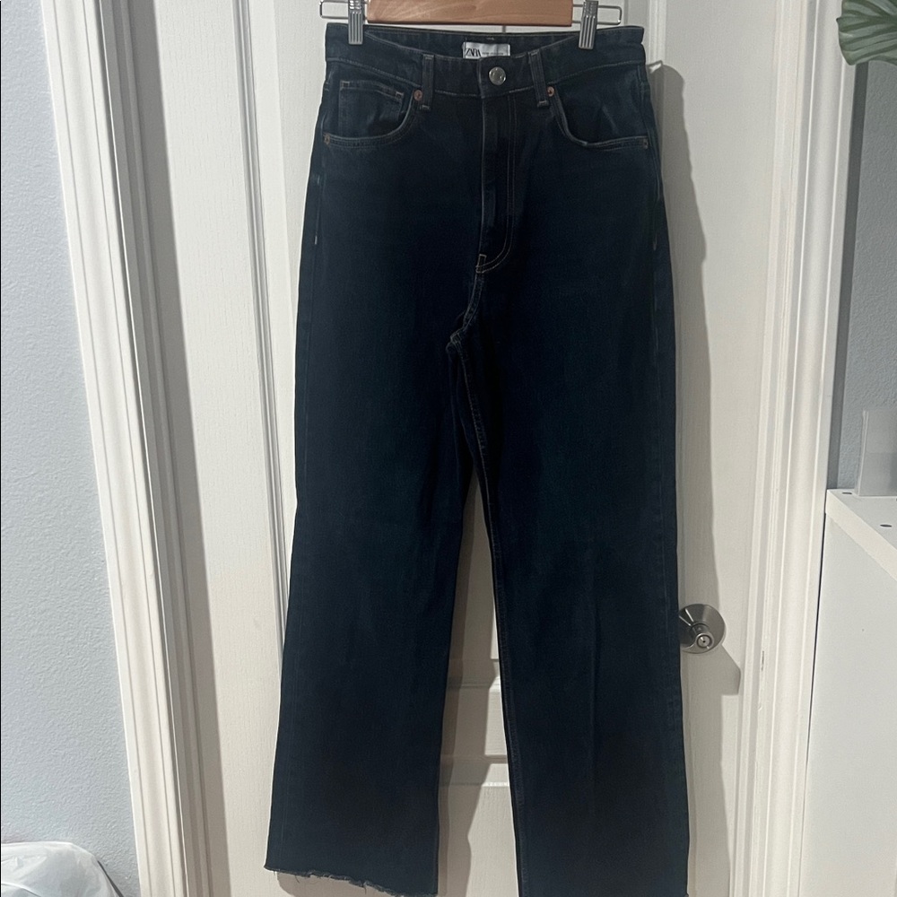 Zara Navy Denim Trousers